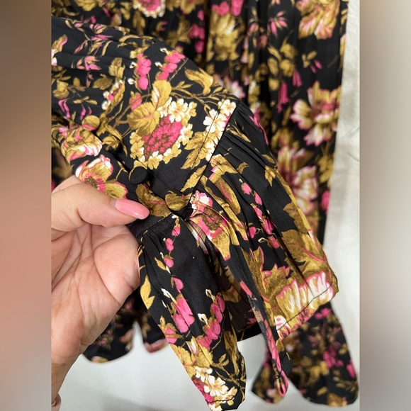 Anthropologie Deep-V Tunic Top Floral Blouse Corset Peplum Long Sleeve Size M - Picture 10 of 10
